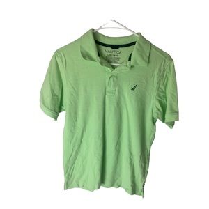 - Nautica Logo Youth Polo Shirt Green Size Large Collard Shirt